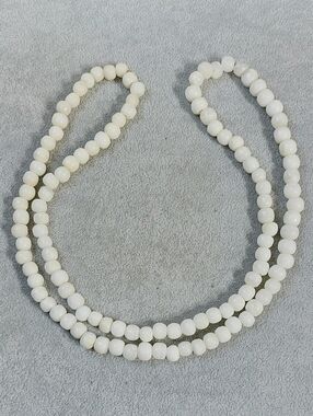 Vintage Natural Stone Necklace Strand - White Jade